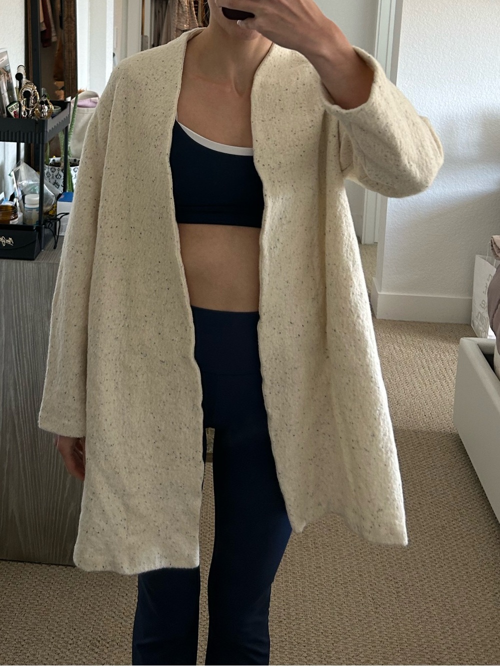 Madewell Cream Open-Front Knit Cardigan Coatigan